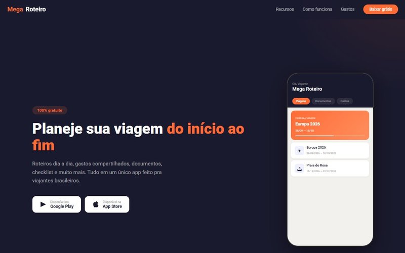 Preview do site Mega Roteiro