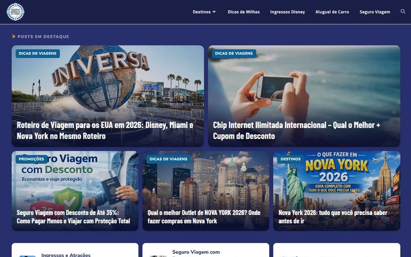 Preview do site Viajando Barato Pelo Mundo